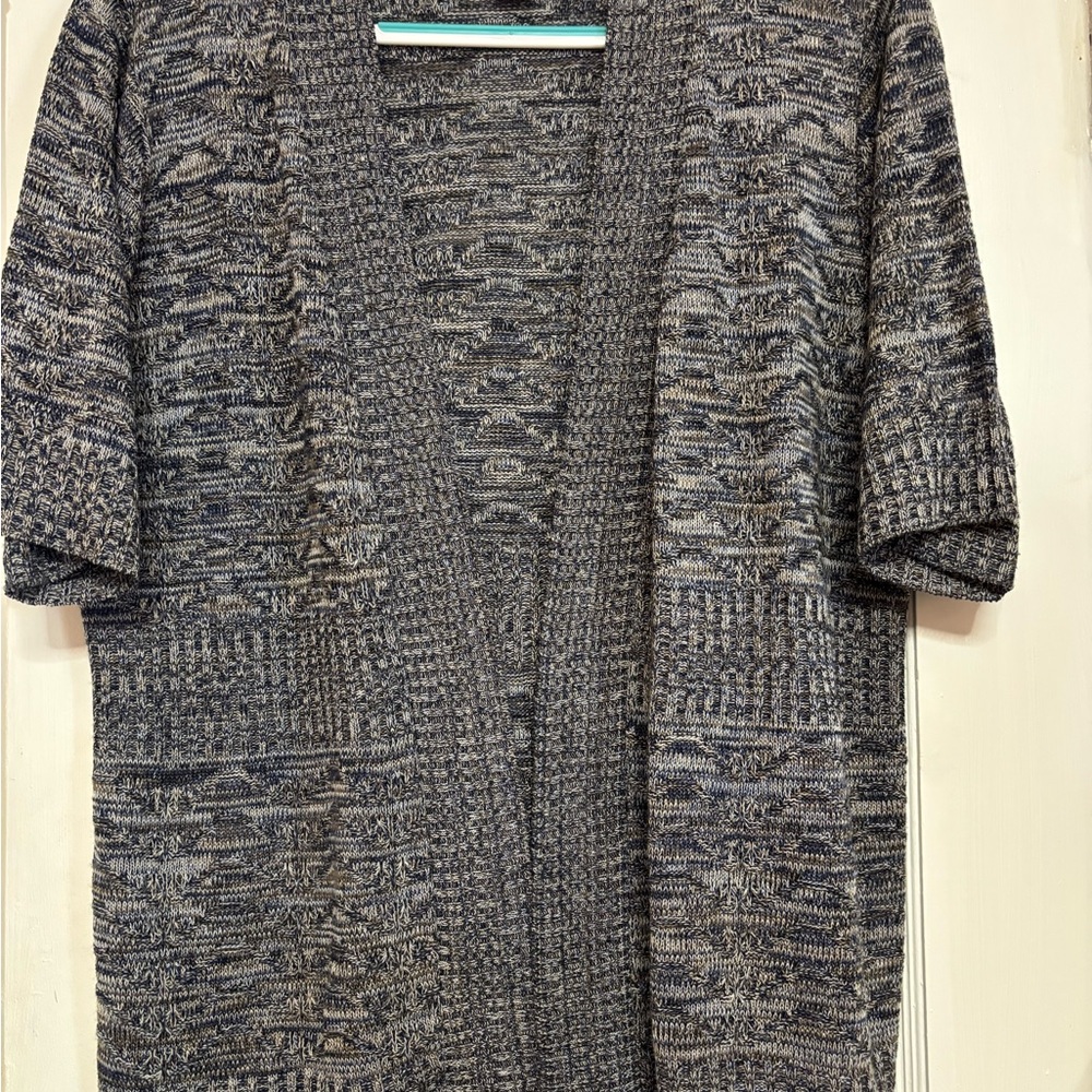 CJ Banks Blue and White Knit Sweater